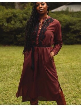 Ex Voto Ivy Caftan in Wine